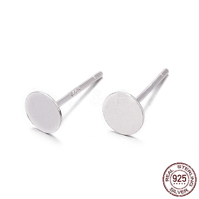 925 Sterling Silver Flat Pad  Stud Earring Findings STER-K167-045D-S-1