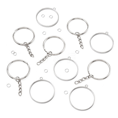 5Pcs 304 Stainless Steel Open Back Bezel Pendants STAS-TAD0001-01F-1