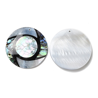 Natural Freshwater Shell & Black Lip Shell & Paua Shell Pendants SHEL-F007-09-1