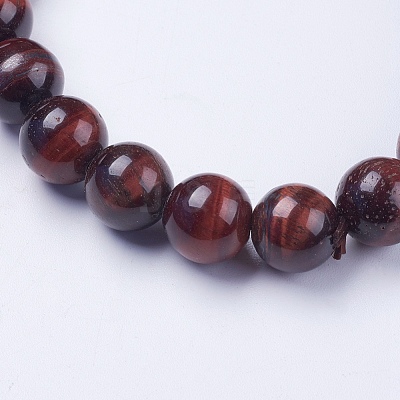 Natural Tiger Eye Beaded Stretch Bracelets BJEW-I253-10mm-13-1