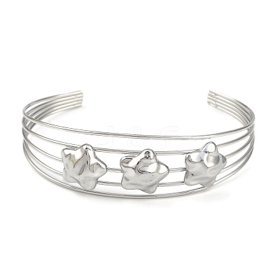 Non-Tarnish 304 Stainless Steel Hollow Open Cuff Bangles BJEW-Q348-03P-04-1