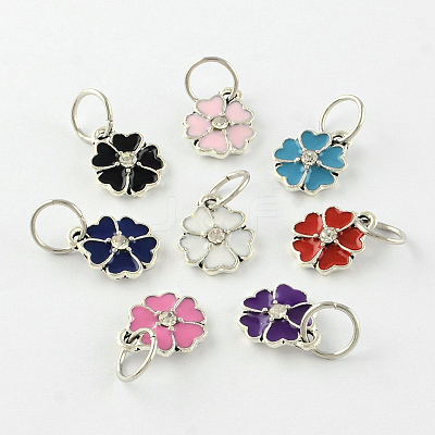Enamel Style Flower Alloy Rhinestone Charms ENAM-S085-M-1