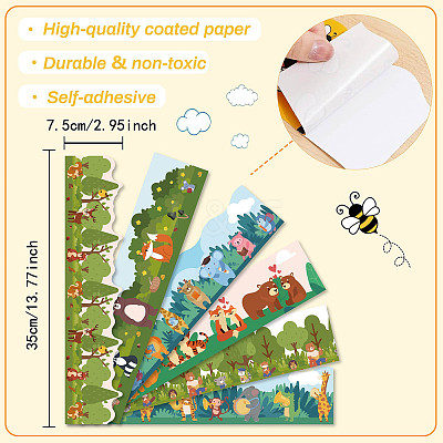 60pcs Coated Paper Border Decorative Stickers STIC-WH0020-003-1