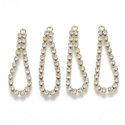Brass Rhinestone Cup Chain Pendants X-KK-R129-07G-1