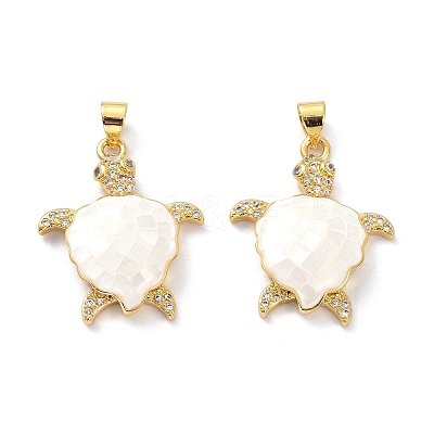 Real 18K Gold Plated Brass Micro Pave Clear Cubic Zirconia Pendants X-KK-D004-05G-D-1