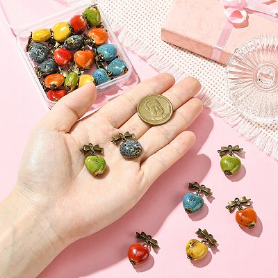24Pcs 6 Colors Handmade Porcelain Pendants PALLOY-CJ00162-1