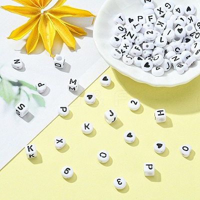 500Pcs 5 Styles Opaque Acrylic Beads MACR-YW0002-42-1
