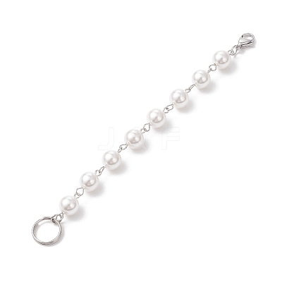Shell Pearl Round Beaded Chain Pendant Decorations HJEW-JM04618-01-1