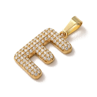 304 Stainless Steel Micro Pave Clear Cubic Zirconia Pendants CU-CBA703A-05G-E-1