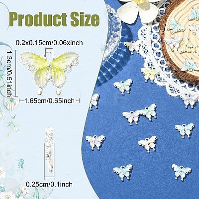 30Pcs 5 Colors Alloy Enamel Pendants ENAM-YW0008-36-1
