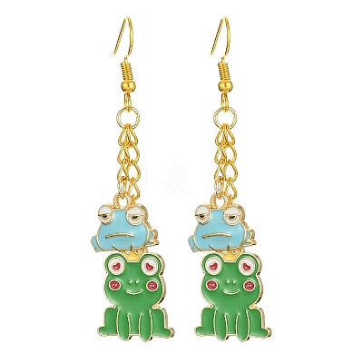 Alloy Enamel Frog Dangle Earrings with Iron Earring Pins for Women EJEW-JE05421-03-1