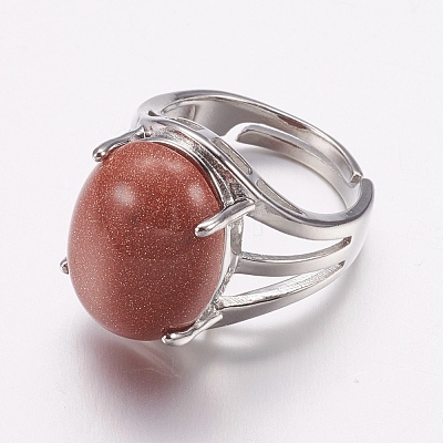 Natural & Synthetic Gemstone Wide Band Finger Rings RJEW-K224-A-1