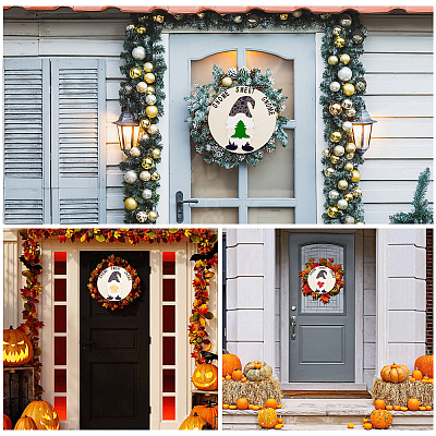 Unfinished Laser Cut Natural Wood Door Hanging Decoration for Front Door Decoration WOOD-GF0001-61-1