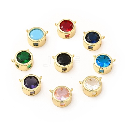 Rack Plating Brass Pave Cubic Zirconia Connector Charms KK-E072-30G-1