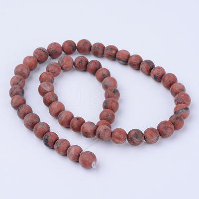 Natural Sesame Jasper/Kiwi Jasper Beads Strands X-G-Q462-6mm-04-1