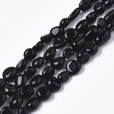 Natural Black Obsidian Beads Strands G-R465-34-1