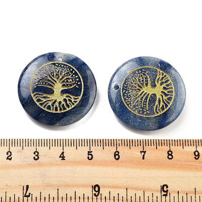Dyed & Heated Natural Blue Aventurine Carved Pendants G-H007-06F-1
