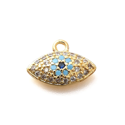 Brass Micro Pave Cubic Zirconia Charms KK-G519-09G-01-1