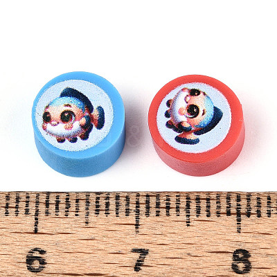 Printed Handmade Polymer Clay Beads CLAY-T022-12E-1