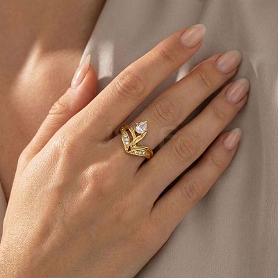 304 Stainless Steel Micro Pave Clear Cubic Zirconia Finger Rings WG80AC4-01-1