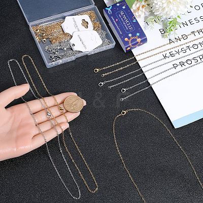 20Pcs 2 Colors 304 Stainless Steel Cable Chain Necklaces Set STAS-SC0006-21-1