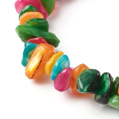 Natural Dyed Chip Shell Beads Stretch Bracelets for Children BJEW-JB06395-01-1
