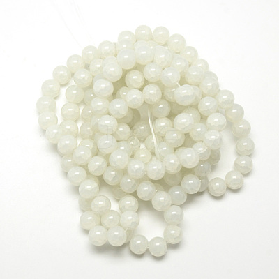 Baking Paint Crackle Glass Beads Strands X-DGLA-Q023-8mm-YS1-1