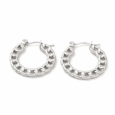 Non-Tarnish 304 Stainless Steel Curb Chain Shape Stud Earrings for Women X-EJEW-F283-02P-1