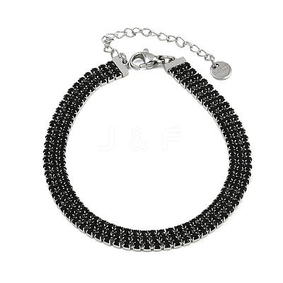 304 Stainless Steel Rhinestone Cup Chain Bracelets for Women BJEW-Z143-23P-02-1