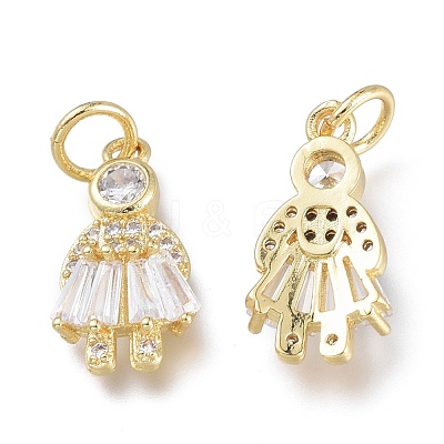 Brass Micro Pave Clear Cubic Zirconia Charms ZIRC-Q024-10G-1