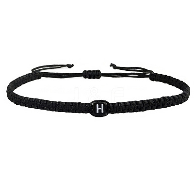 Adjustable Handmade Woven Waxed Cord Braided Bracelets with Acrylic Letter Beads LS-OI4298-8-1