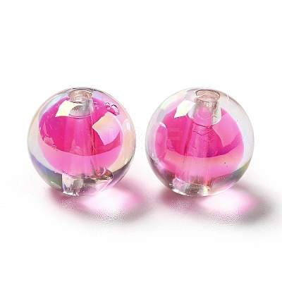 Two Tone UV Plating Rainbow Iridescent Acrylic Beads TACR-D010-03A-03-1