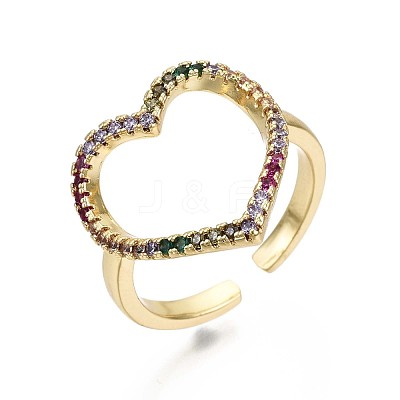 Brass Micro Pave Cubic Zirconia Cuff Rings RJEW-S044-104-NF-1