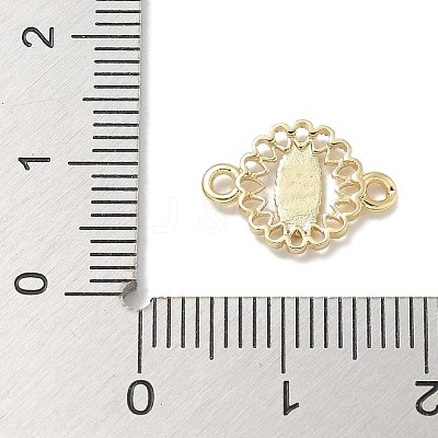 Rack Plating Brass Flat Round Connector Charms KK-L224-095G-01-1