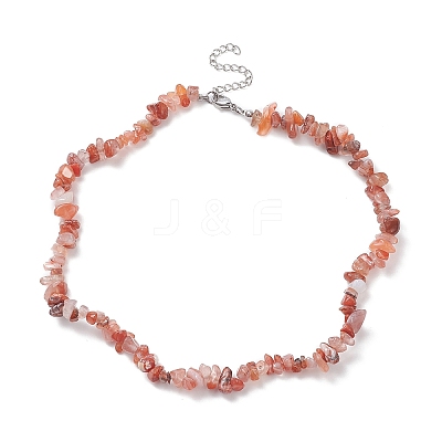 Natural Carnelian Chips Beaded Necklaces NJEW-JN04275-05-1