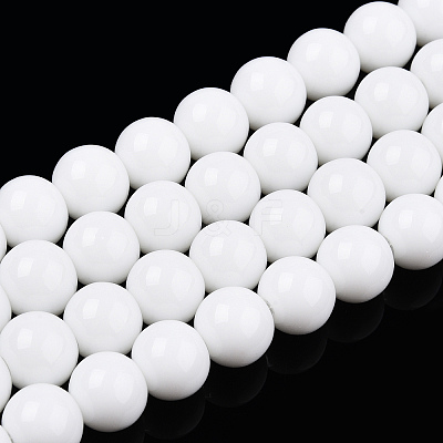 Opaque Solid Color Glass Beads Strands X-GLAA-T032-P8mm-02-1