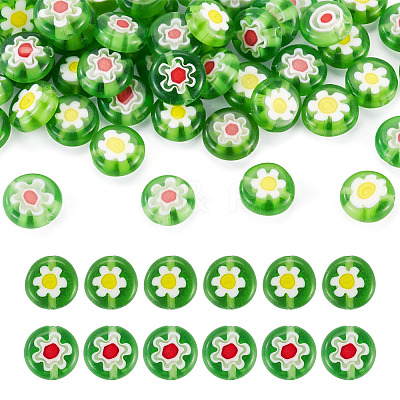 50Pcs 2 Colors Handmade Millefiori Lampwork Beads LAMP-TADJ0001-03D-1