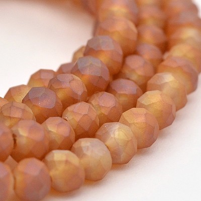 Full Rainbow Plated Faceted Rondelle Glass Beads Strands EGLA-J054-4x3mm-FR03-1