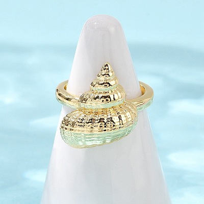 Ocean Theme Brass Cuff Rings RJEW-C135-01G-04-1