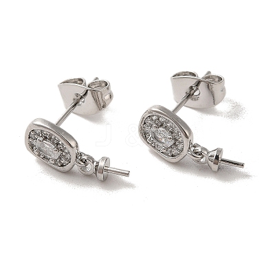 Brass Micro Pave Cubic Zirconia Studs Earrings Findings EJEW-H128-05P-1