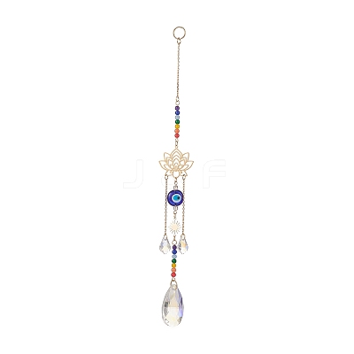 Glass Teardrop Window Hanging Suncatchers HJEW-JM00937-1