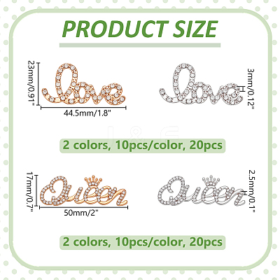 40Pcs 4 Styles Alloy Rhinestone Cabochons FIND-WR0012-98-1