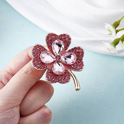 Cubic Zirconia Clover Brooch Pin JBR105C-1
