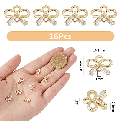 16Pcs Brass Micro Pave Clear Cubic Zirconia Links Connectors ZIRC-FH0001-41-1