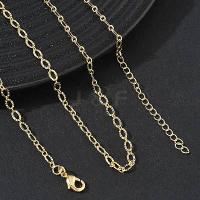 3MM Brass Textured Oval Link Chain Necklaces for Women KK-CBA2293-13G-1