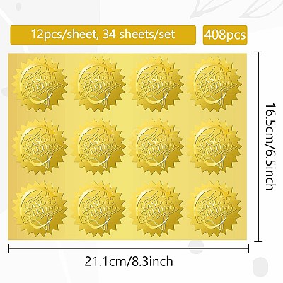 34 Sheets Self Adhesive Gold Foil Embossed Stickers DIY-WH0509-046-1
