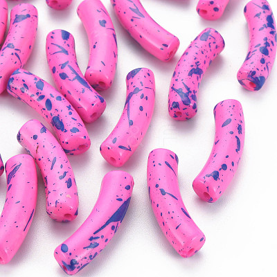 Opaque Spray Painted Acrylic Beads MACR-S372-002F-B06-1