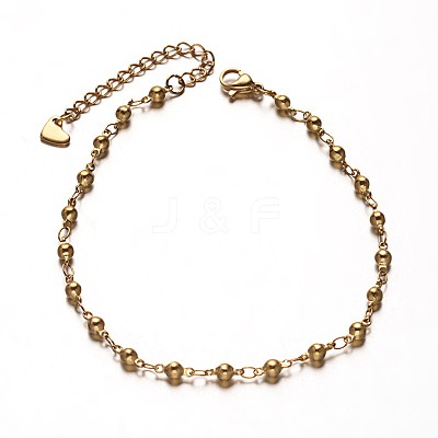 Trendy 304 Stainless Steel Ball Link Chain Bracelets BJEW-E258-19G-1