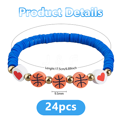 24Pcs Polymer Clay Heishi Beads Stretch Bracelets BJEW-DC00017-1