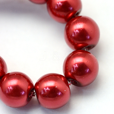 Baking Paint Pearlized Glass Pearl Round Bead Strands X-HY-Q003-6mm-51-1